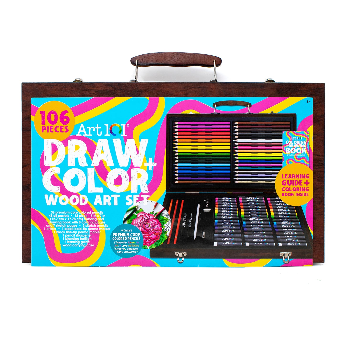 Art 101 Ultimate Drawing & Coloring Wooden Art Set - 106 Pieces