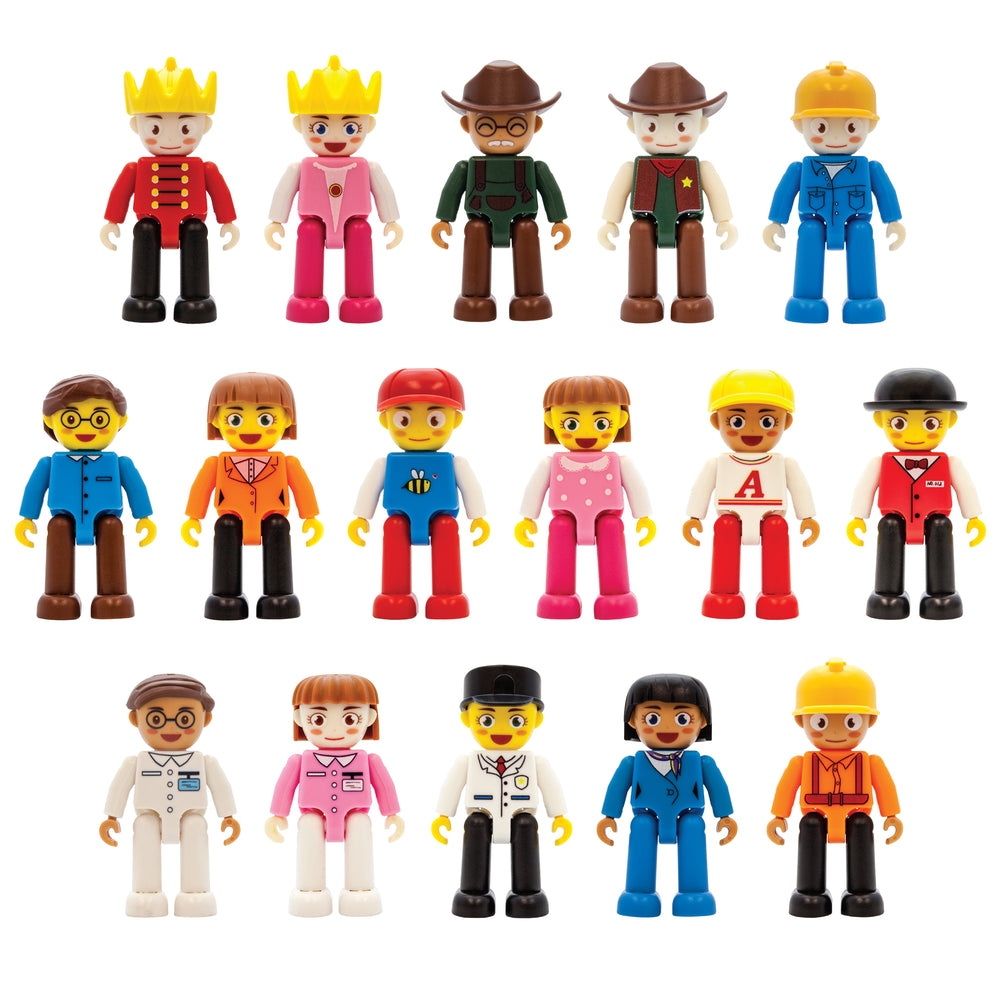 PicassoTiles 16-Piece Character Figures Set with Magnetic Building Blocks