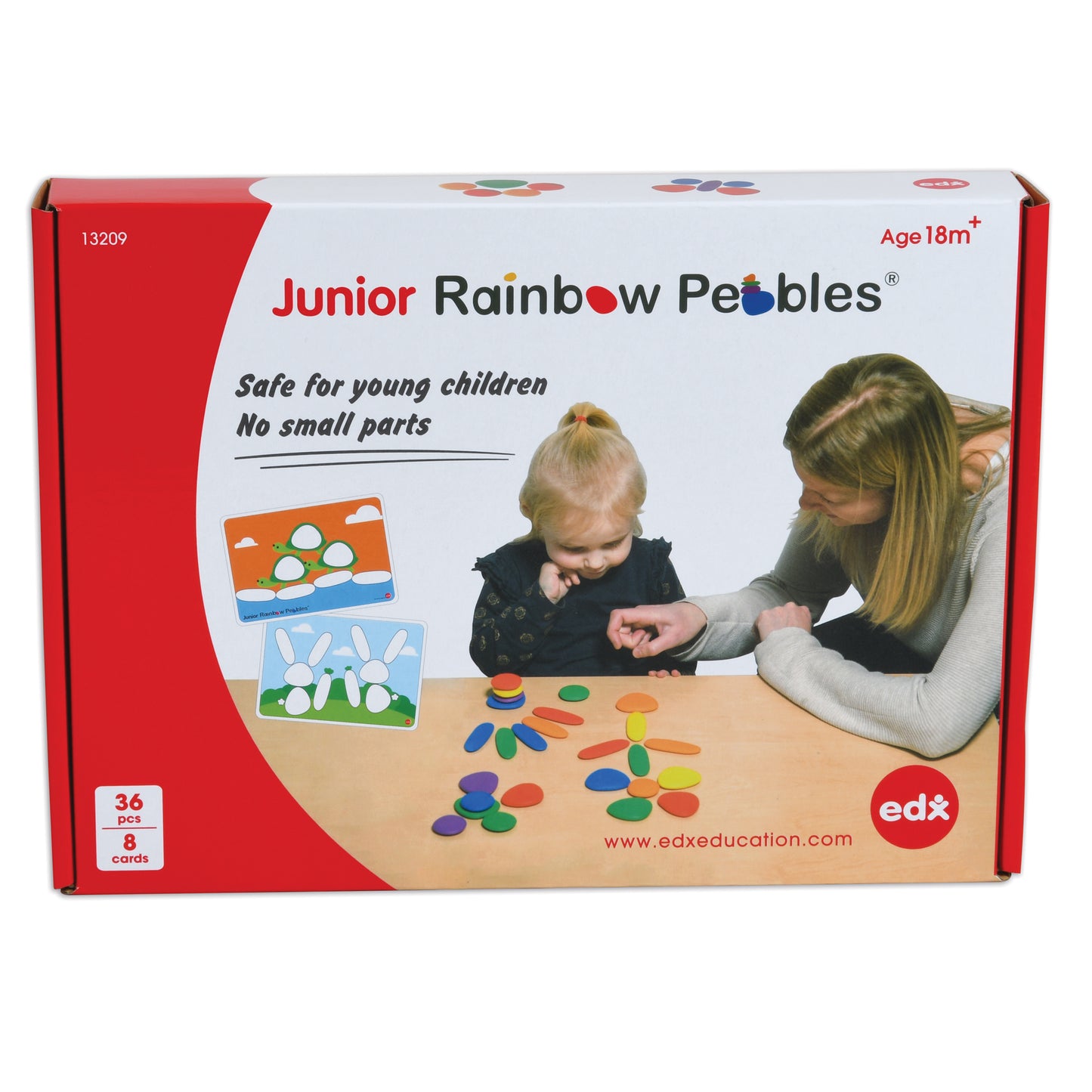 edxeducation Rainbow Pebbles Activity Set - Junior - 36 Colorful Pebbles & 16 Activities - Ages 18m+