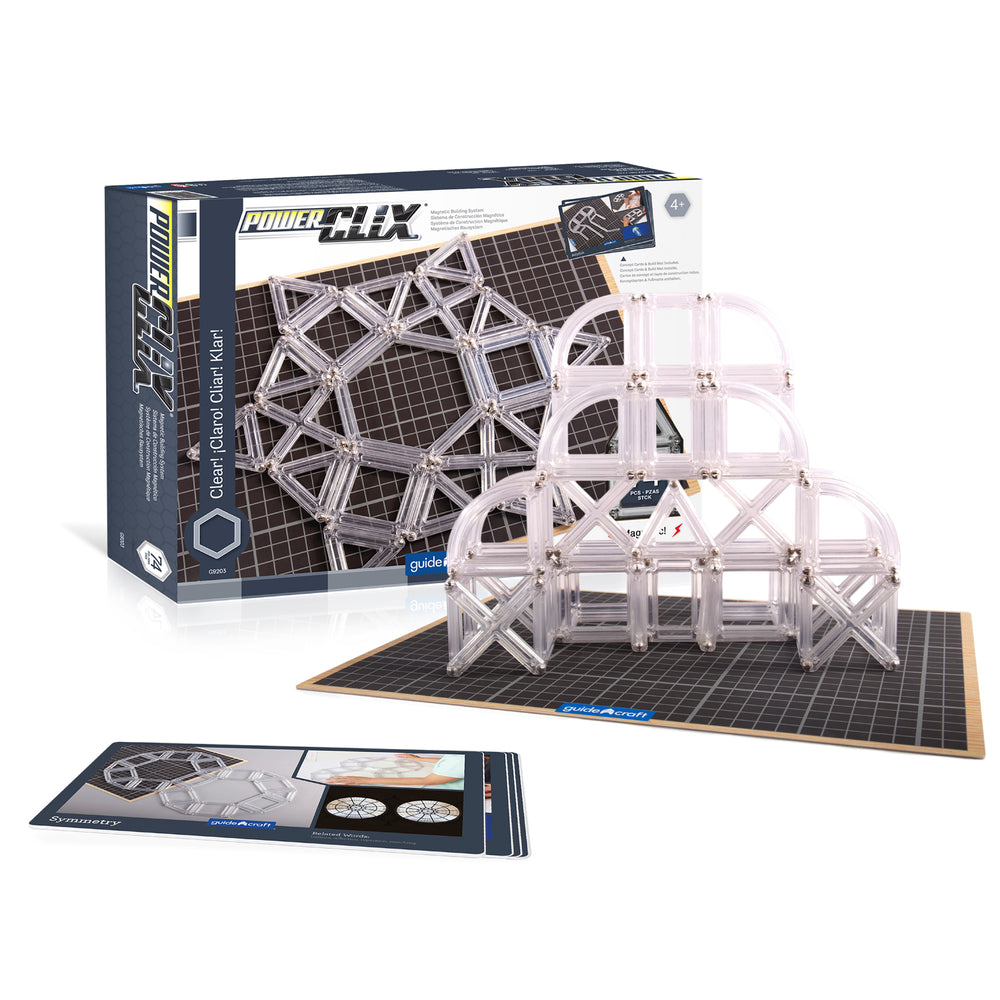 Guidecraft PowerClix Frames 74-Piece Magnetic Building Set - Clear