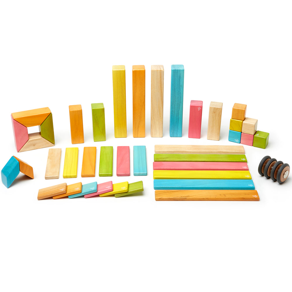 Tegu Magnetic Wooden Blocks, 42-Piece Set, Tints