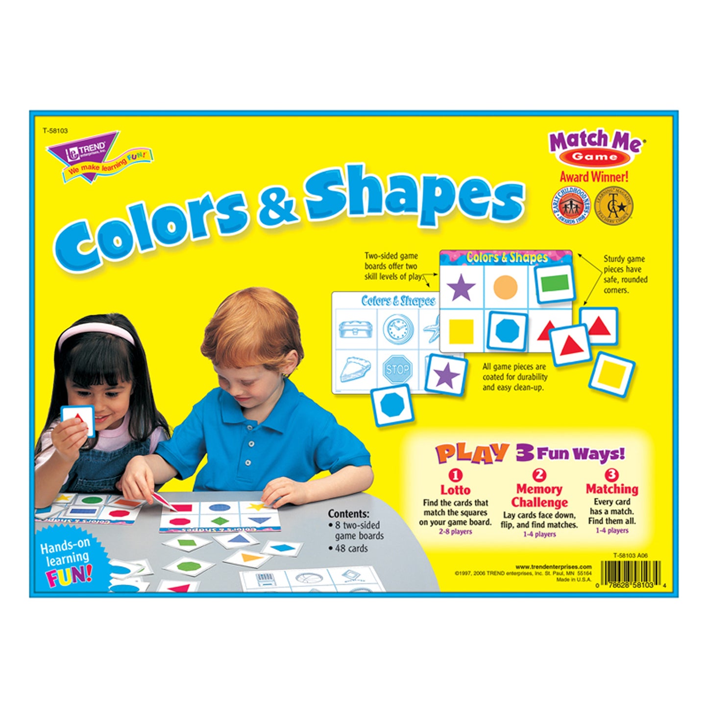 TREND Colors & Shapes Match Me Games - Educational Memory Board Game