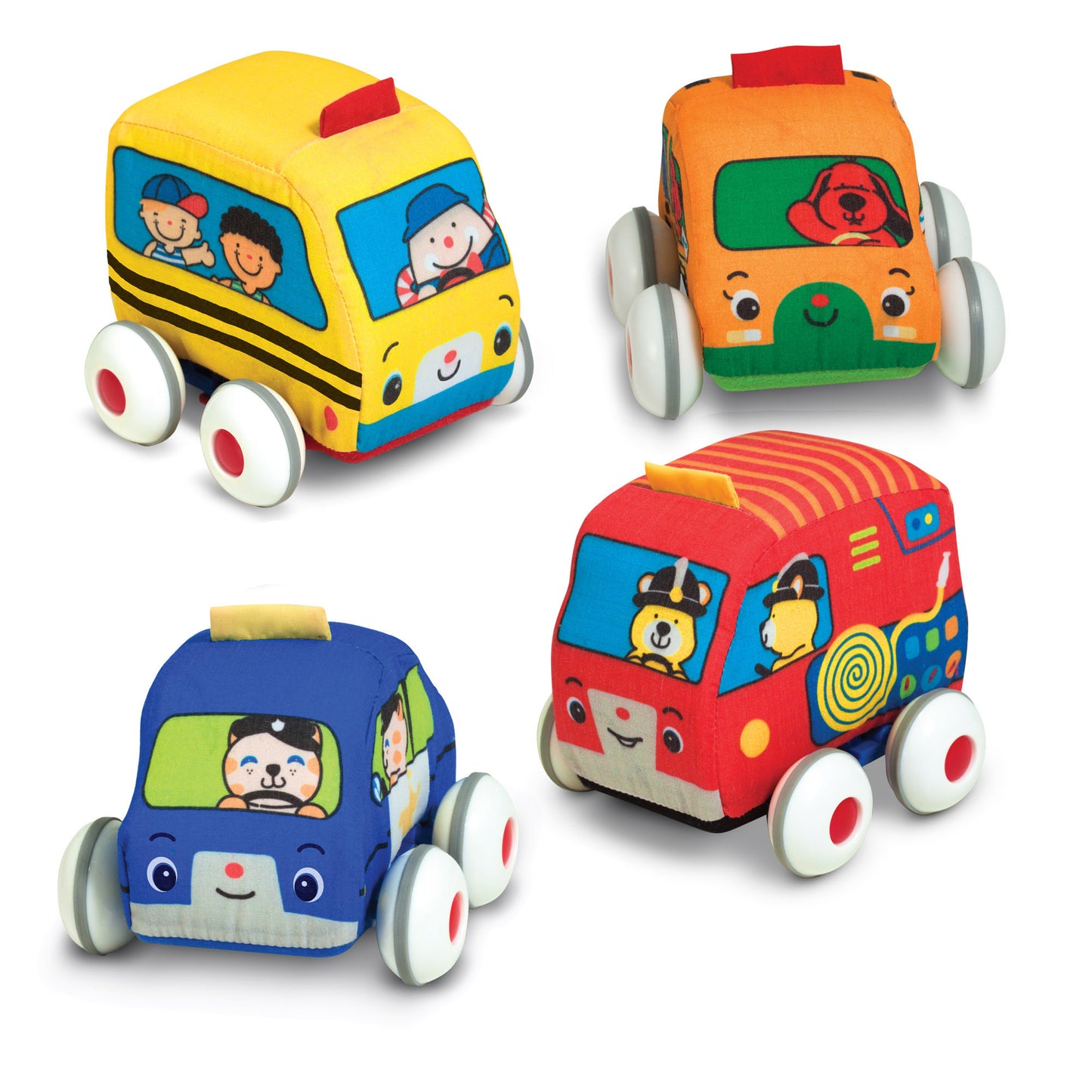 Melissa & Doug K's Kids Pull-Back Vehicle Set ‚Äì Soft Baby Toy