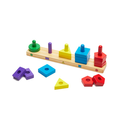 Melissa & Doug Stack & Sort Board - Colorful Wooden Block Puzzle