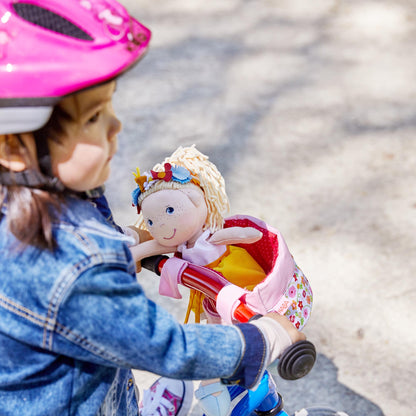 HABA Soft Doll's Bike Seat - Flower Meadow Design, Easy Attach