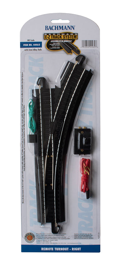 Bachmann Trains HO Scale E-Z Track Remote Turnout - Right, Steel Alloy Rail