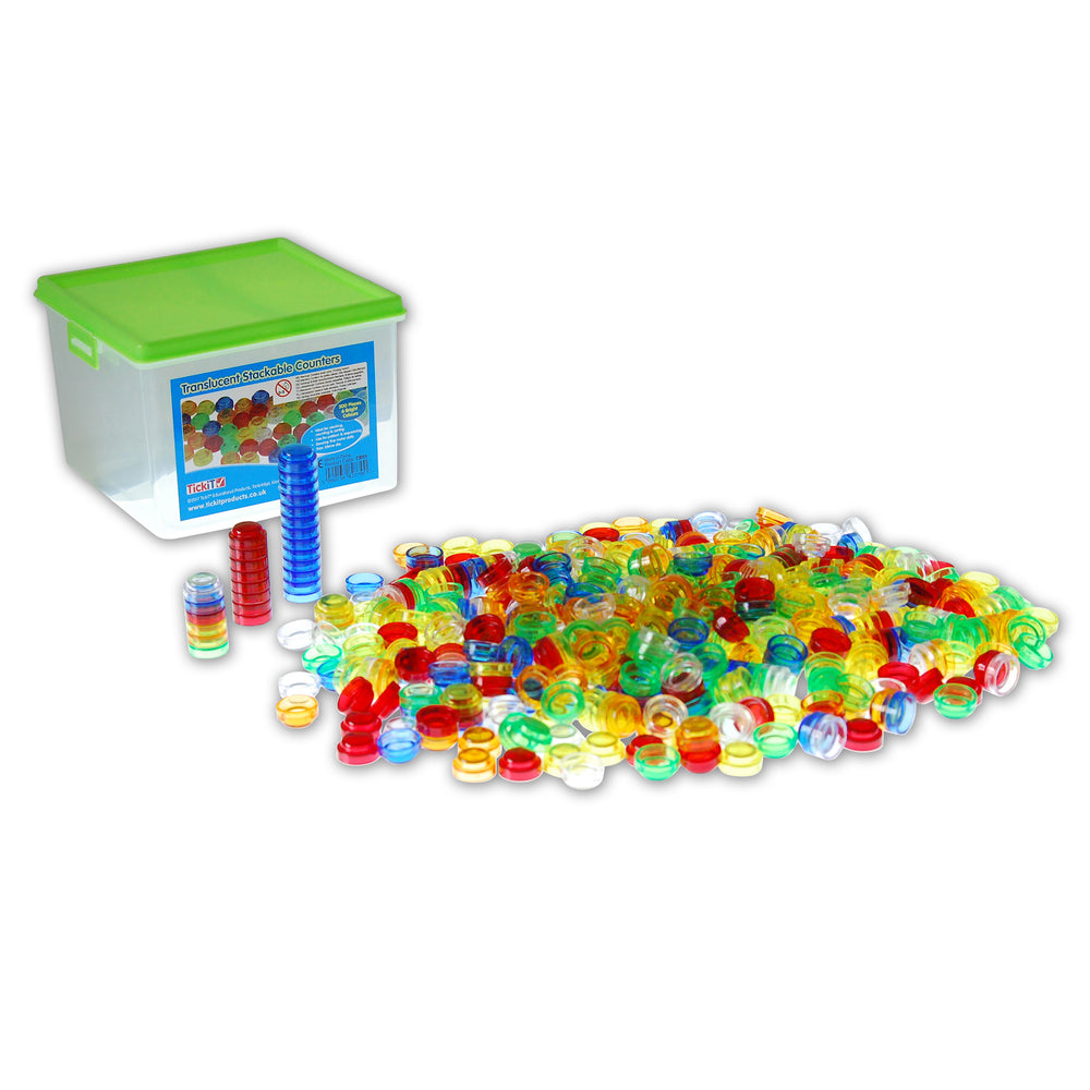 TickiT Translucent Stackable Counters - Educational Set of 500 in 6 Colors