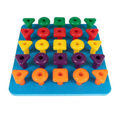 edxeducation Stacking Shape Pegs & Pegboard Set - Colorful Educational Toy