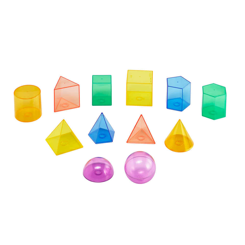 edxeducation Transparent Volume Set - 12-Piece 3D Geometry Learning Kit