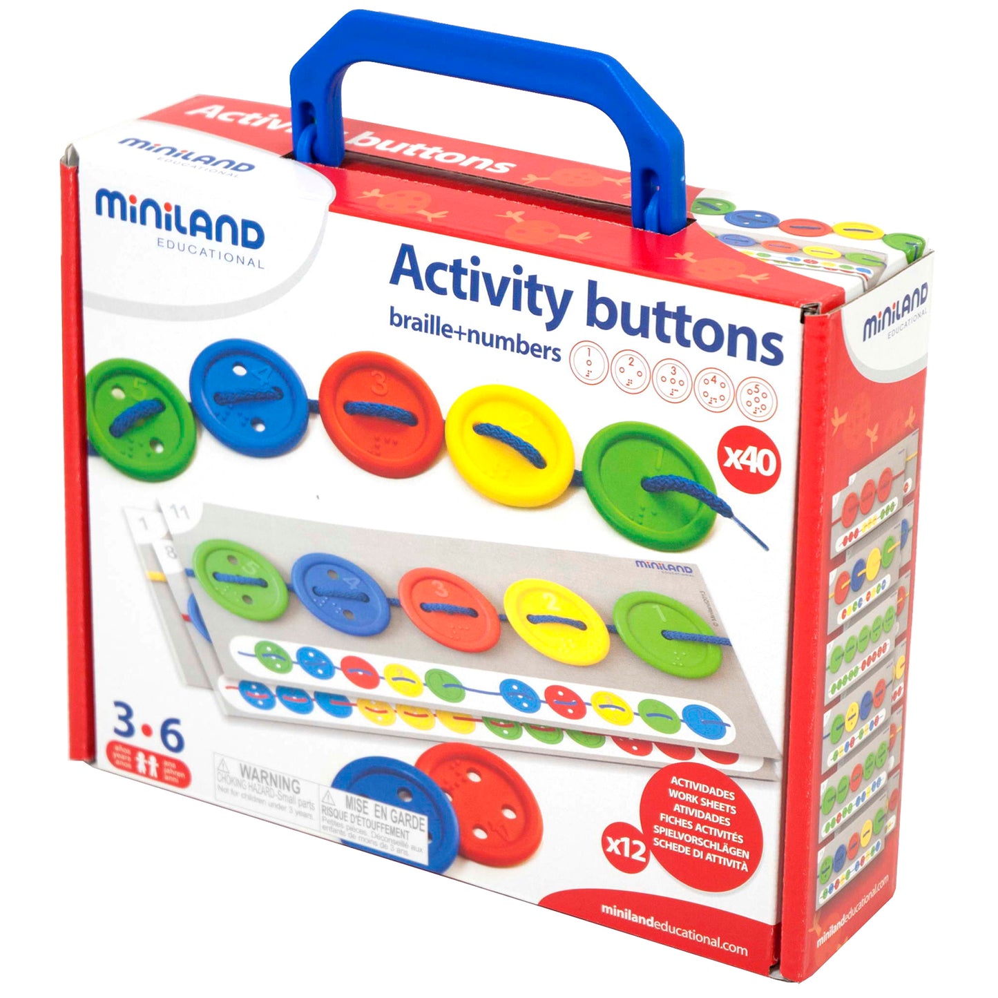 Miniland Educational Activity Buttons Set - 57 Pieces for Learning and Development