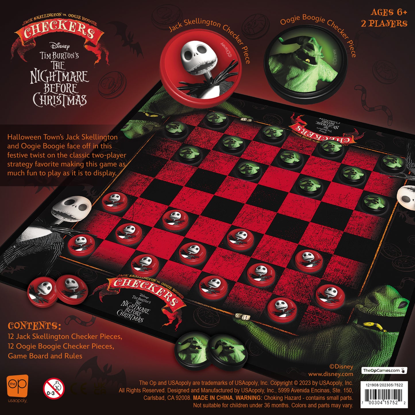 Disney Tim Burton's The Nightmare Before Christmas Checkers Game by USAopoly