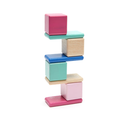 Tegu Magnetic Wooden Blocks, 8-Piece Pocket Pouch - Blossom