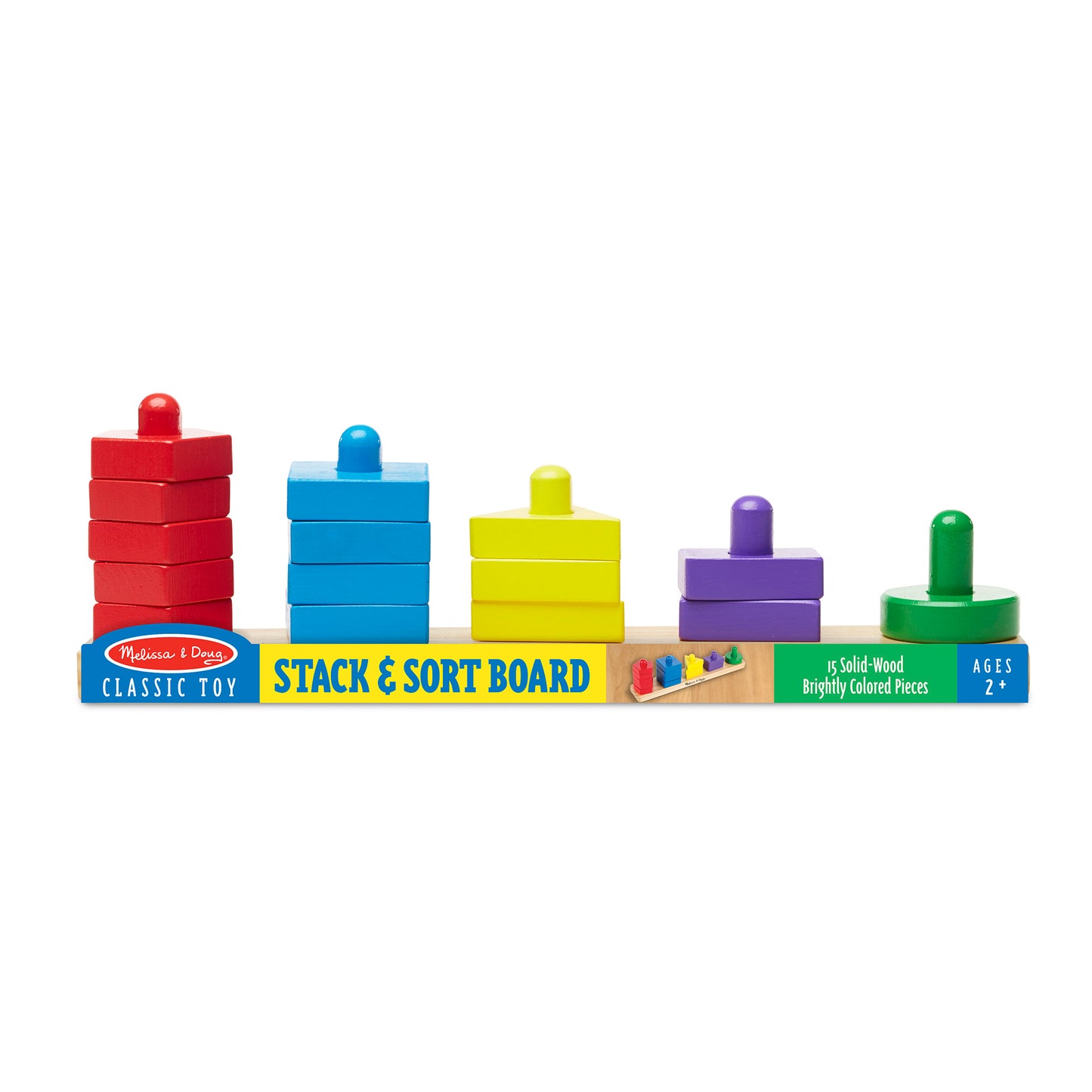 Melissa & Doug Stack & Sort Board - Colorful Wooden Block Puzzle