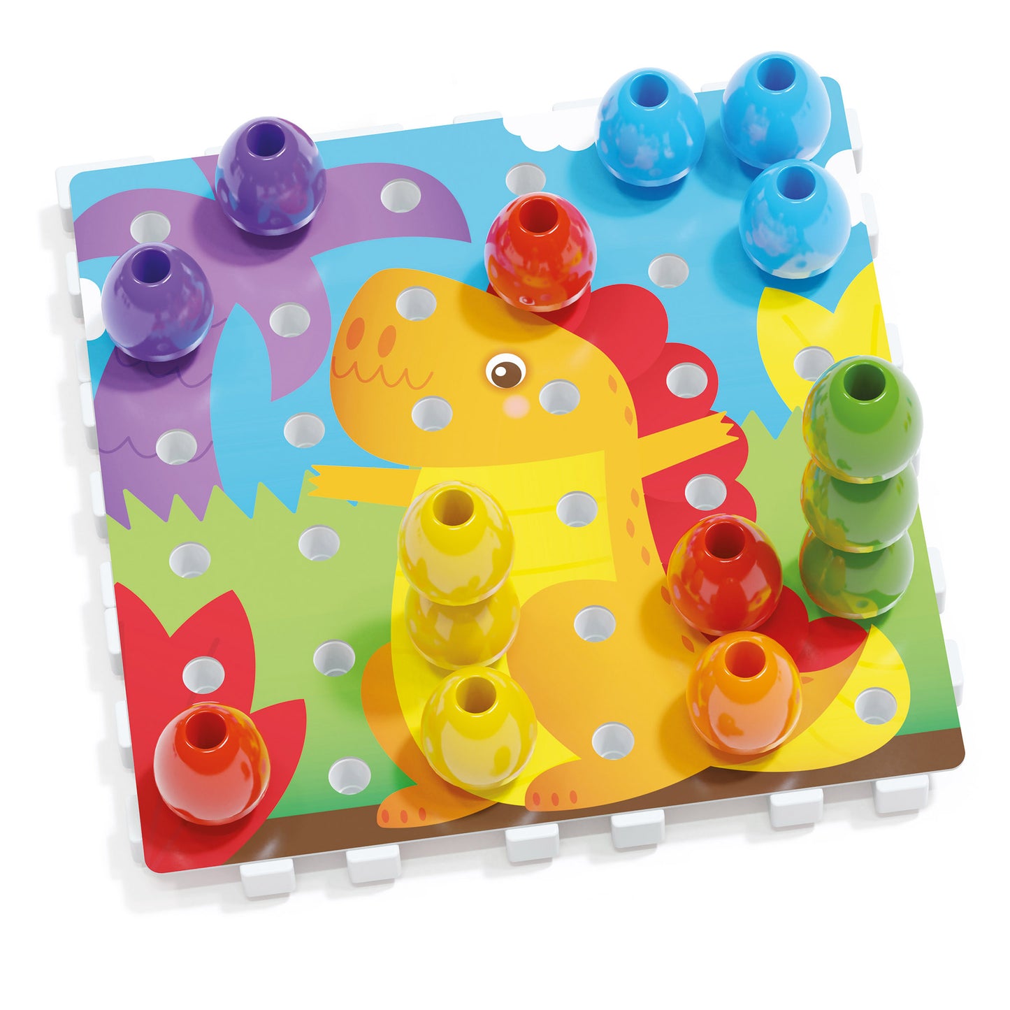 Quercetti Jumbo Peggy Medium - Colorful Stacking Peg Toy Set with Illustrated Cards