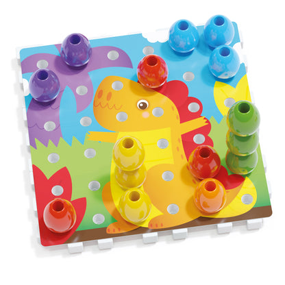 Quercetti Jumbo Peggy Medium - Colorful Stacking Peg Toy Set with Illustrated Cards