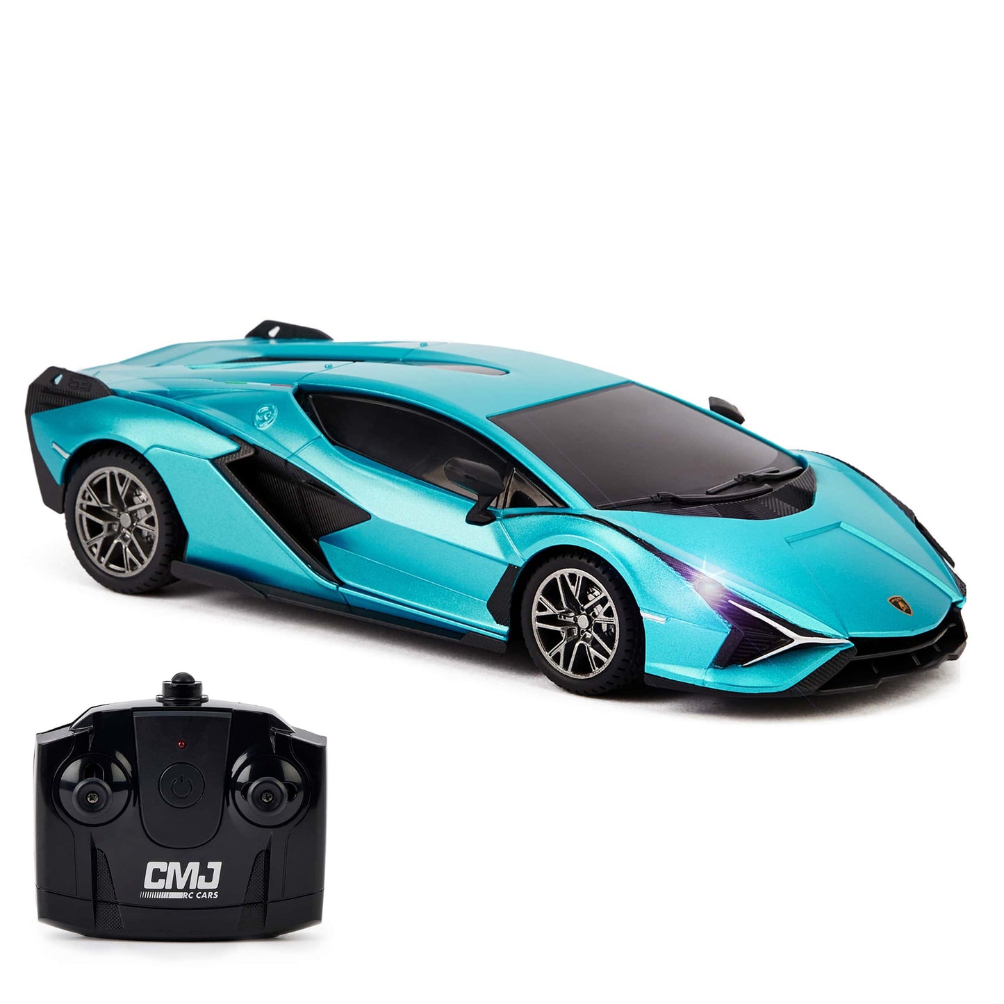 CMJ RC Cars Lamborghini Sián FKP 37 - Blue - 1:24 Scale Radio Control Vehicle with LED Headlights