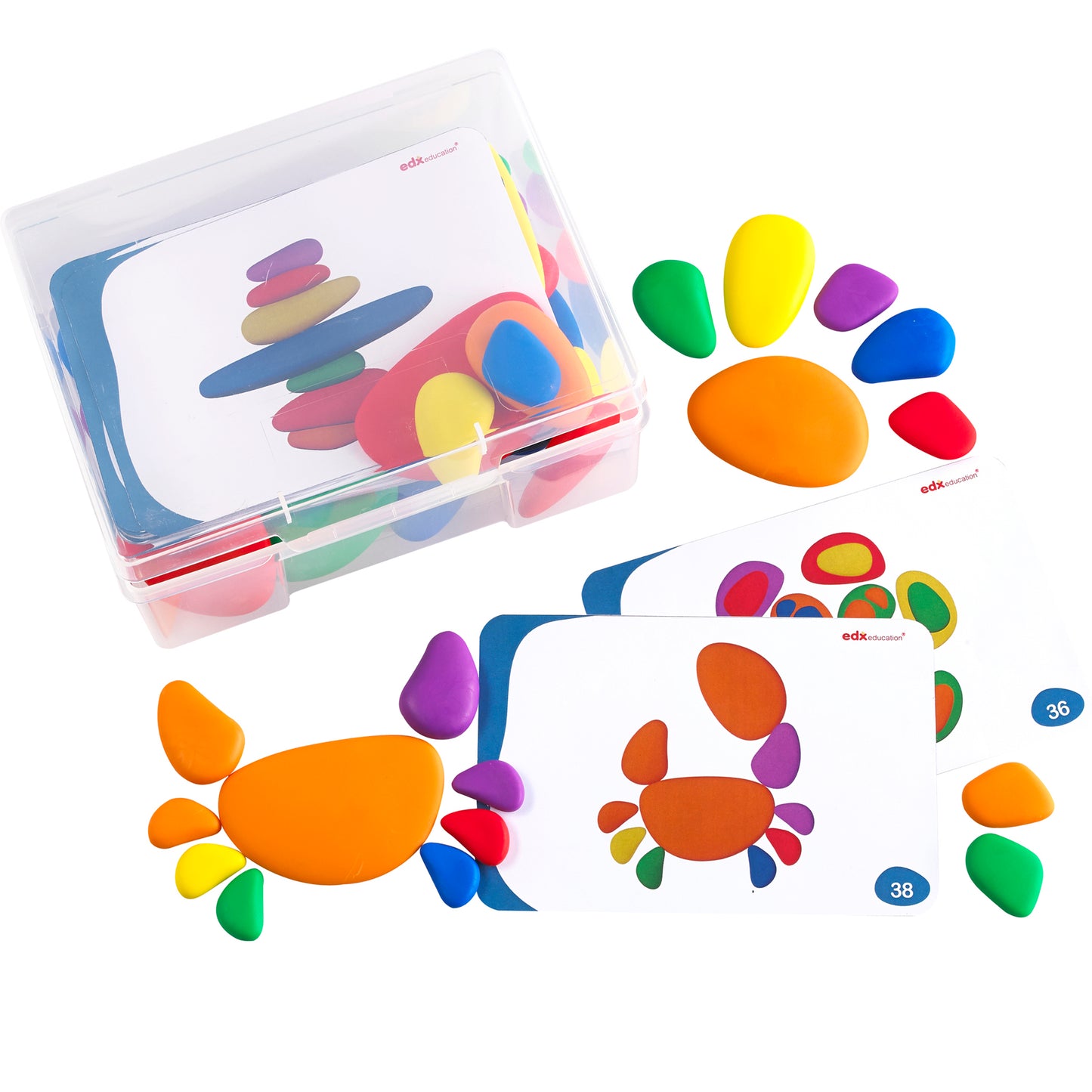 Edxeducation Rainbow Pebbles - Creative Educational Toy - Set of 36