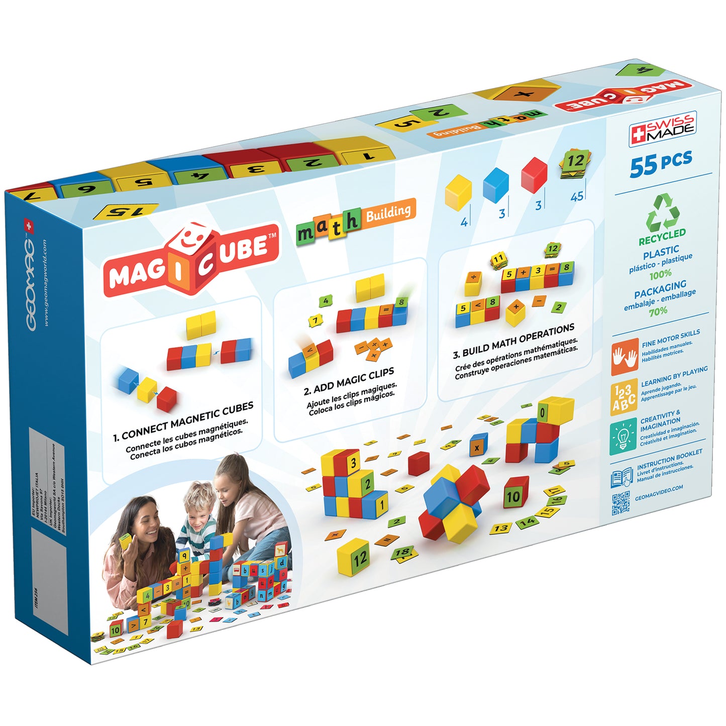 Geomag Magicube Math Building Set - 55 Pieces, Recycled Materials