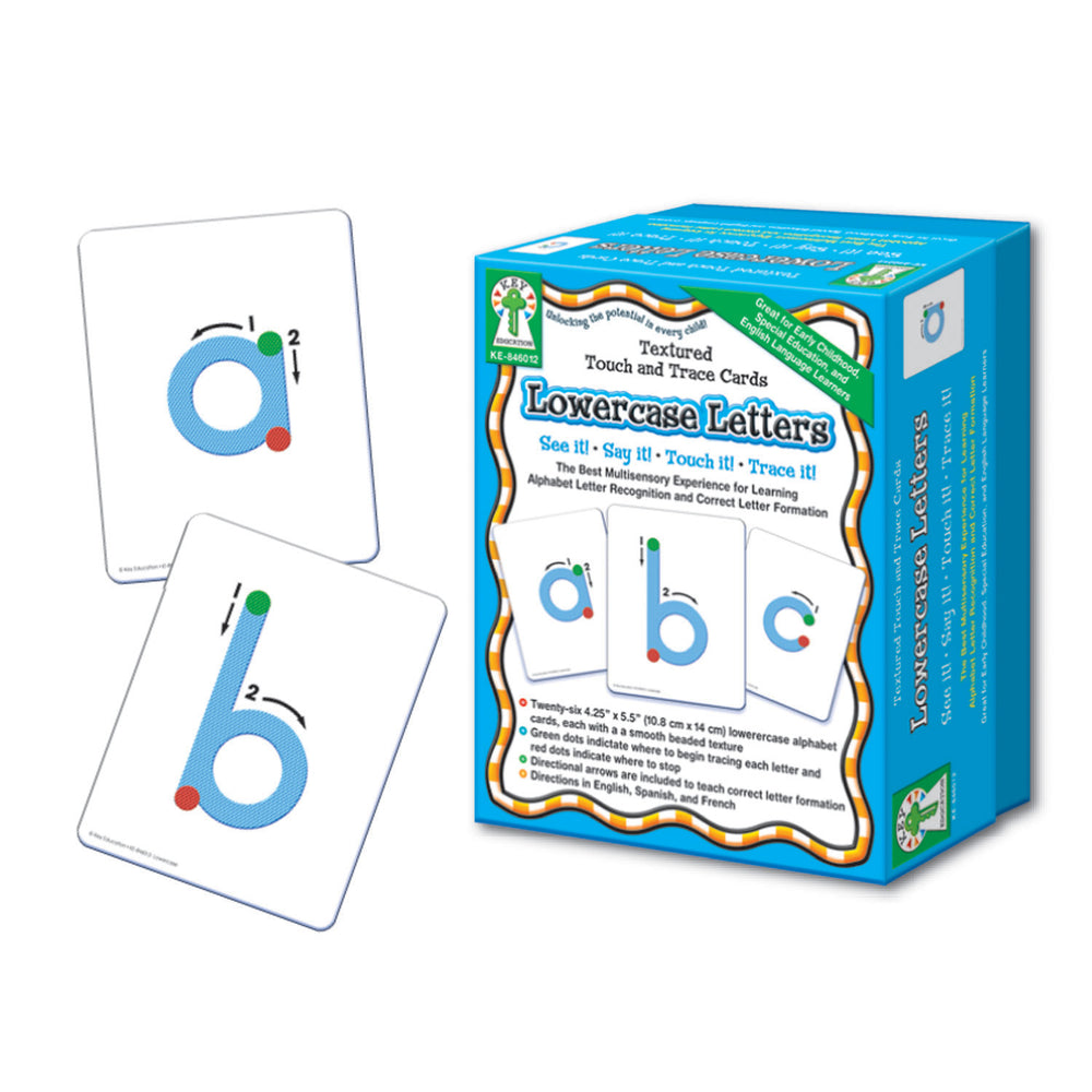 Key Education Textured Touch and Trace Cards - Lowercase Alphabet Learning Set