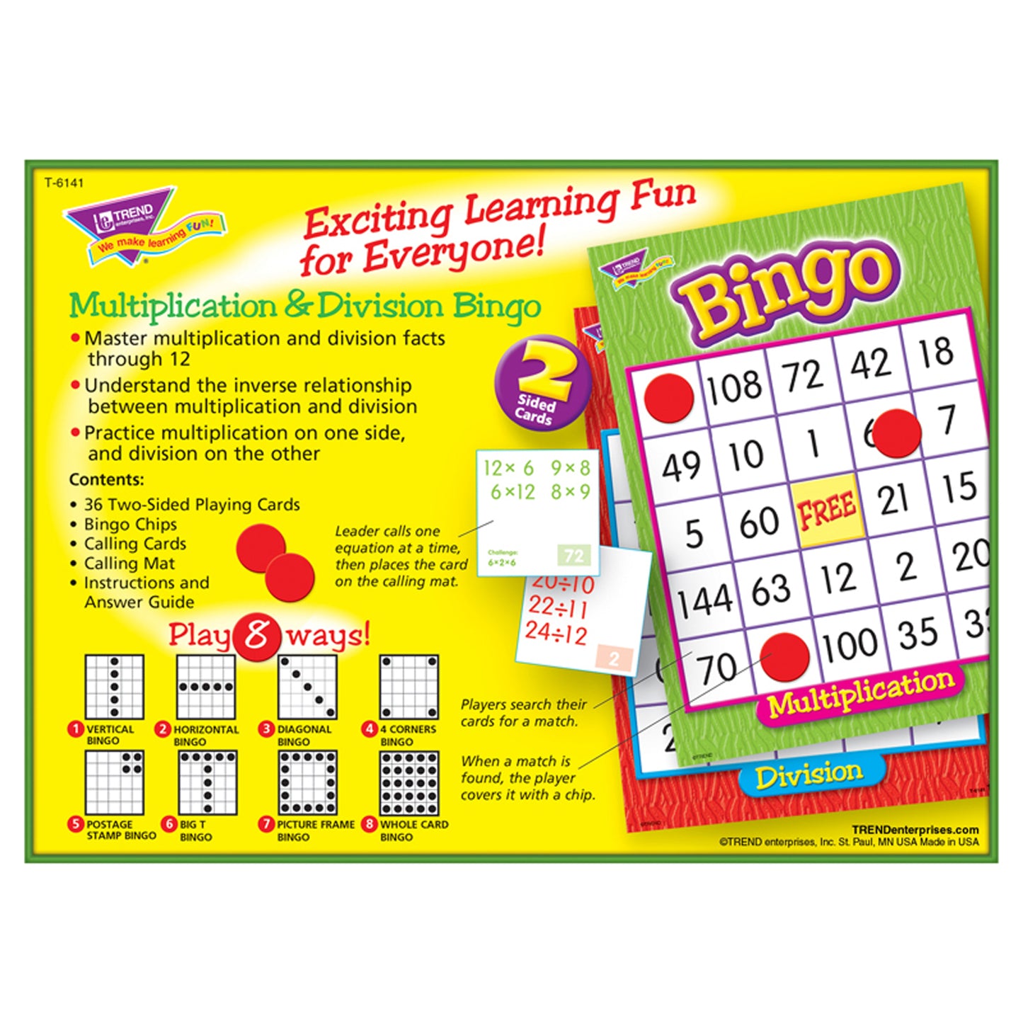 TREND Multiplication & Division Bingo Educational Game