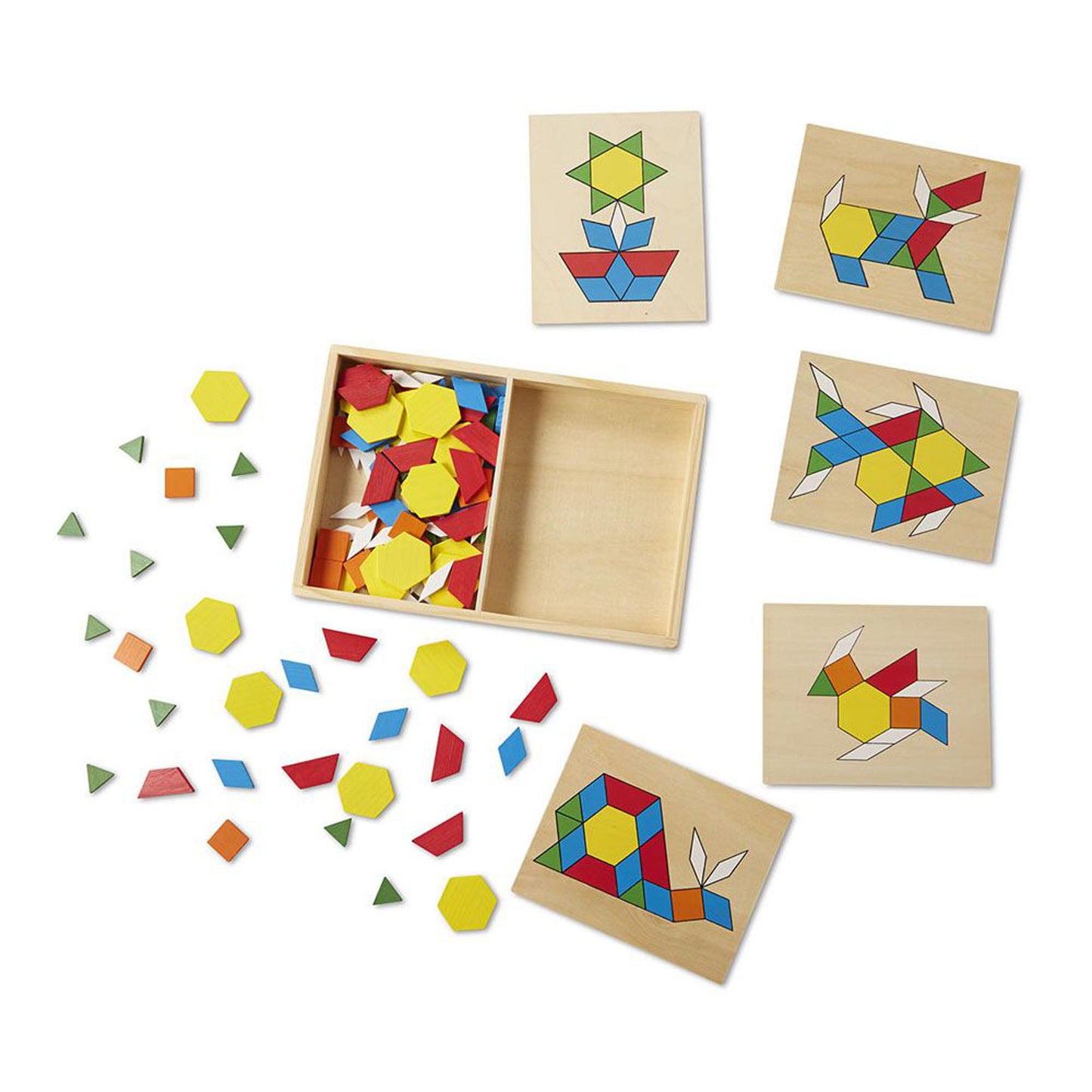 Melissa & Doug Wooden Pattern Blocks & Boards - Creative Colorful Educational Toy