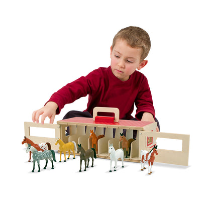 Melissa & Doug Portable Wooden Show-Horse Stable Play Set