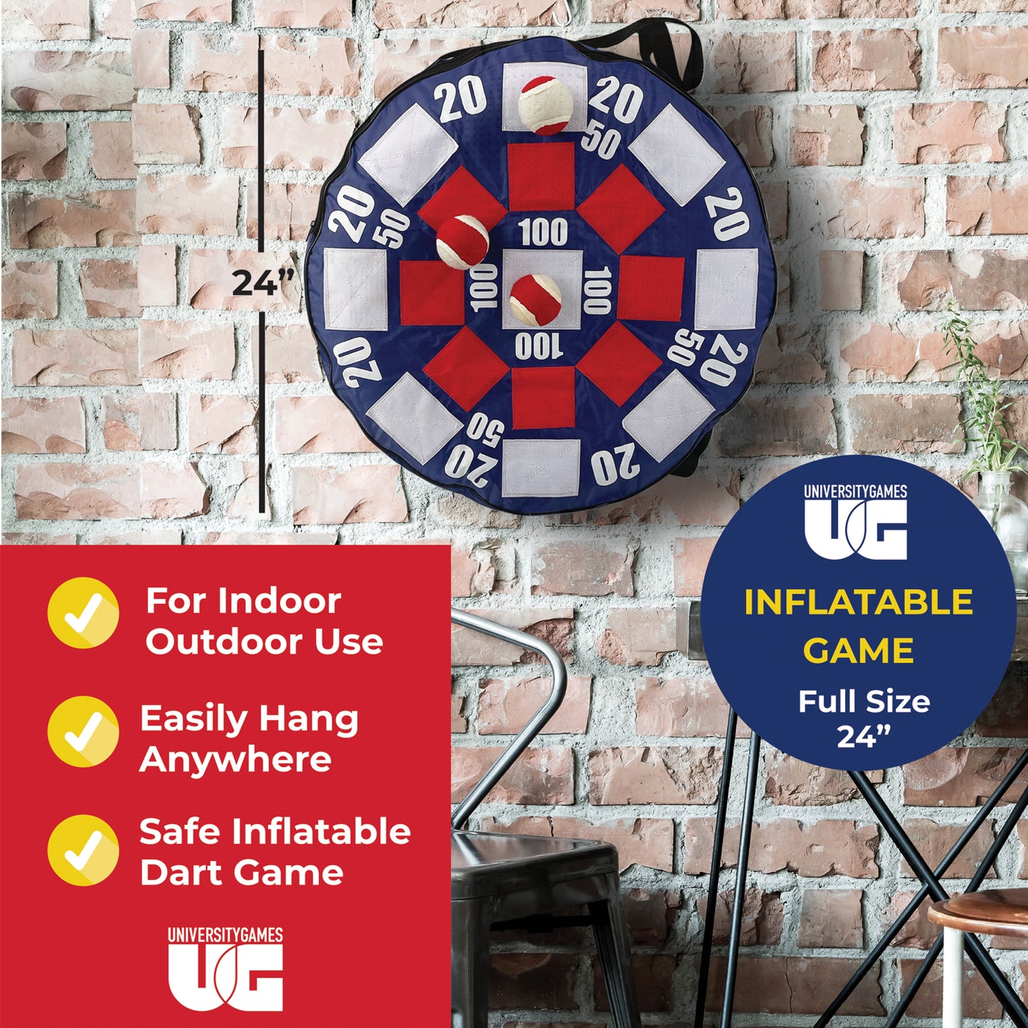 University Games Inflatable Target Toss Game with Self-Stick Balls