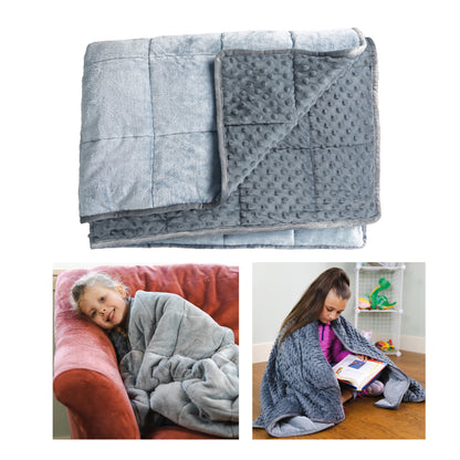 Bouncyband Kids' Sensory Weighted Fleece Blanket ‚Äì 10lb, Dual-Texture