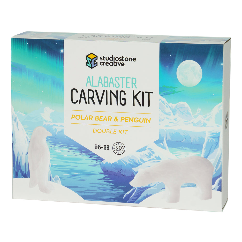 Studiostone Creative Alabaster Carving Kit - Polar Bear & Penguin