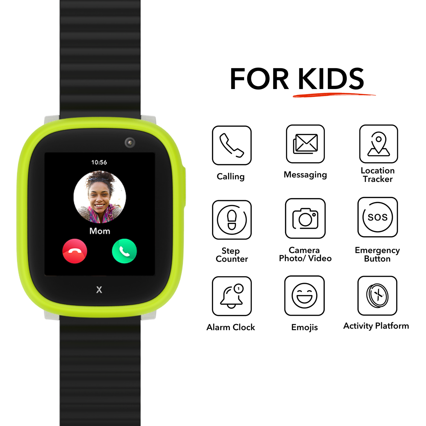 X6Play Kids' Smart Watch Cell Phone with GPS - Interactive Safety Device - Black