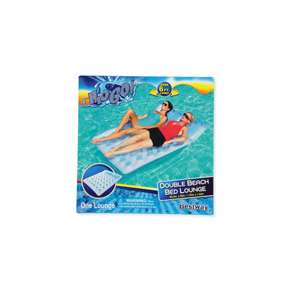 Bestway Double-Sized Inflatable Floating Beach Bed, Blue/White