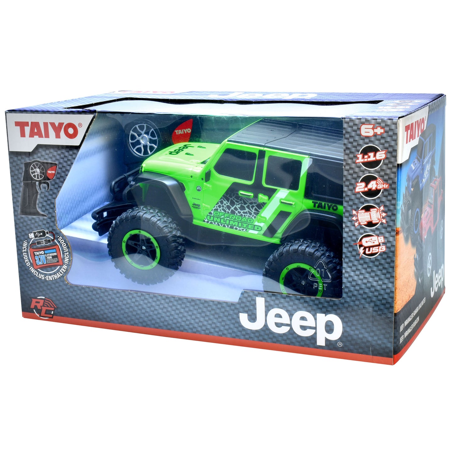 Taiyo Jeep Wrangler Sahara Unlimited 1:16 Scale R/C Vehicle - Green