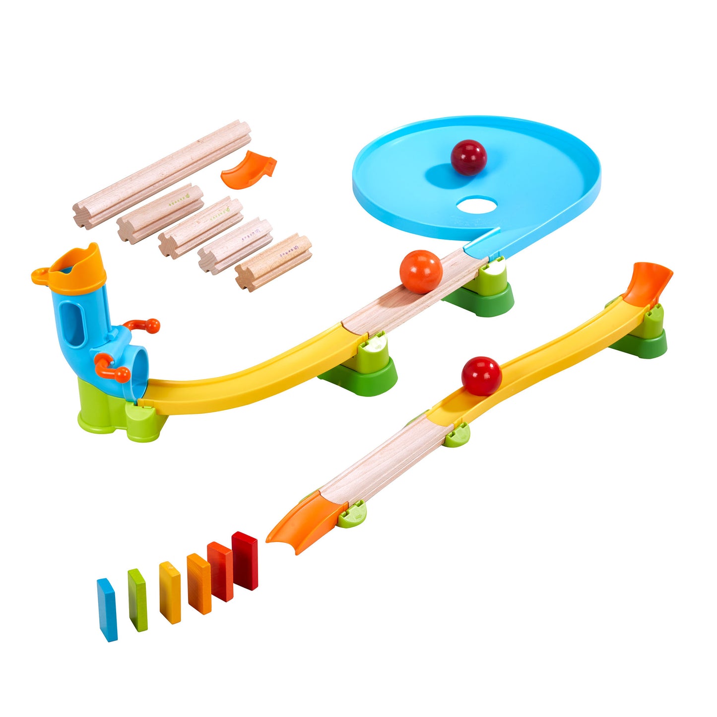 Kullerbu Traffic Jam Ball Track Set - Interactive Wooden and Plastic Toy