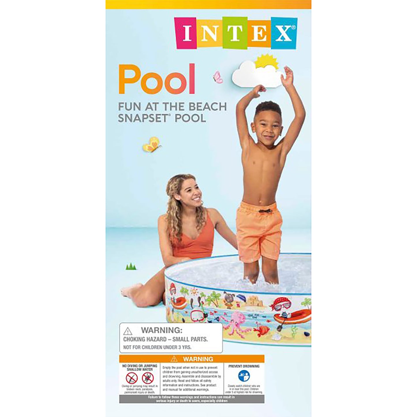 Intex Snapset Pool - Fun at The Beach, 5'x10', with Snorkel Pattern