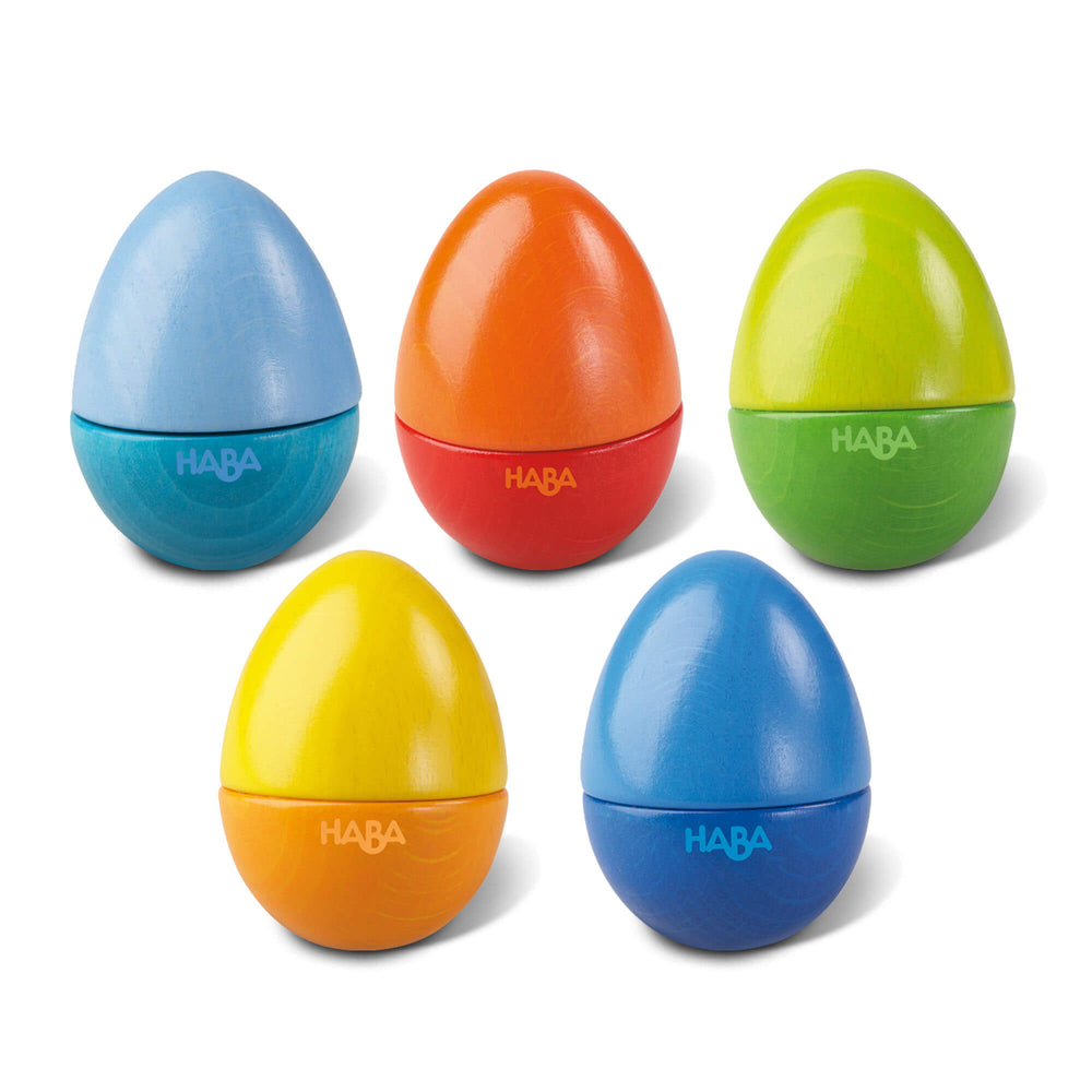 HABA Colorful Wooden Musical Eggs Set, 5-Piece