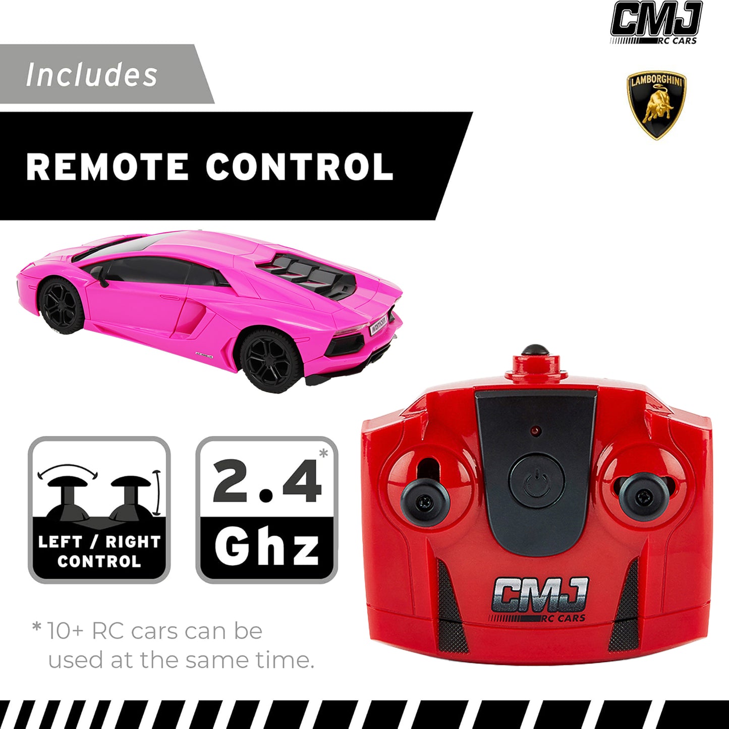 CMJ RC Cars Radio Control Lamborghini LP700-4 - Pink - 1:24 Scale with 2.4GHz and LED Headlights