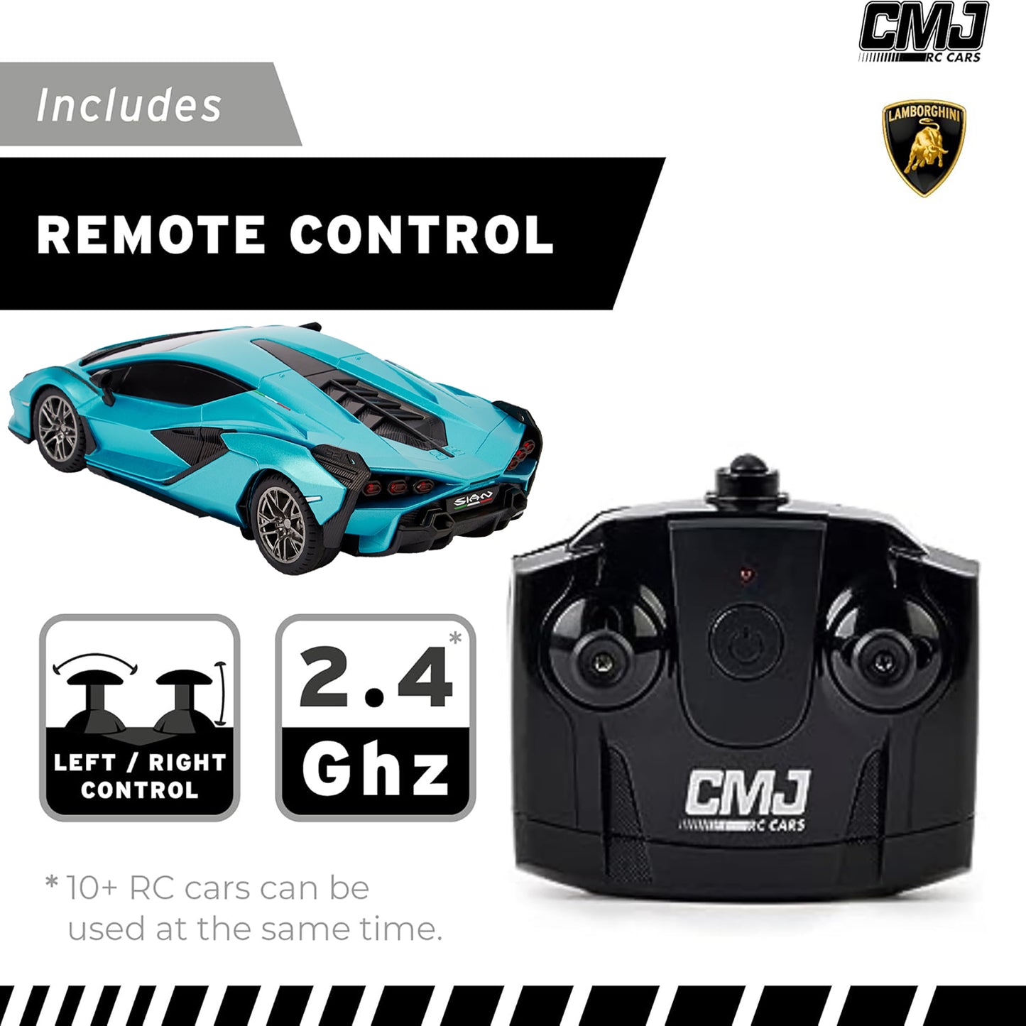 CMJ RC Cars Lamborghini Sián FKP 37 - Blue - 1:24 Scale Radio Control Vehicle with LED Headlights