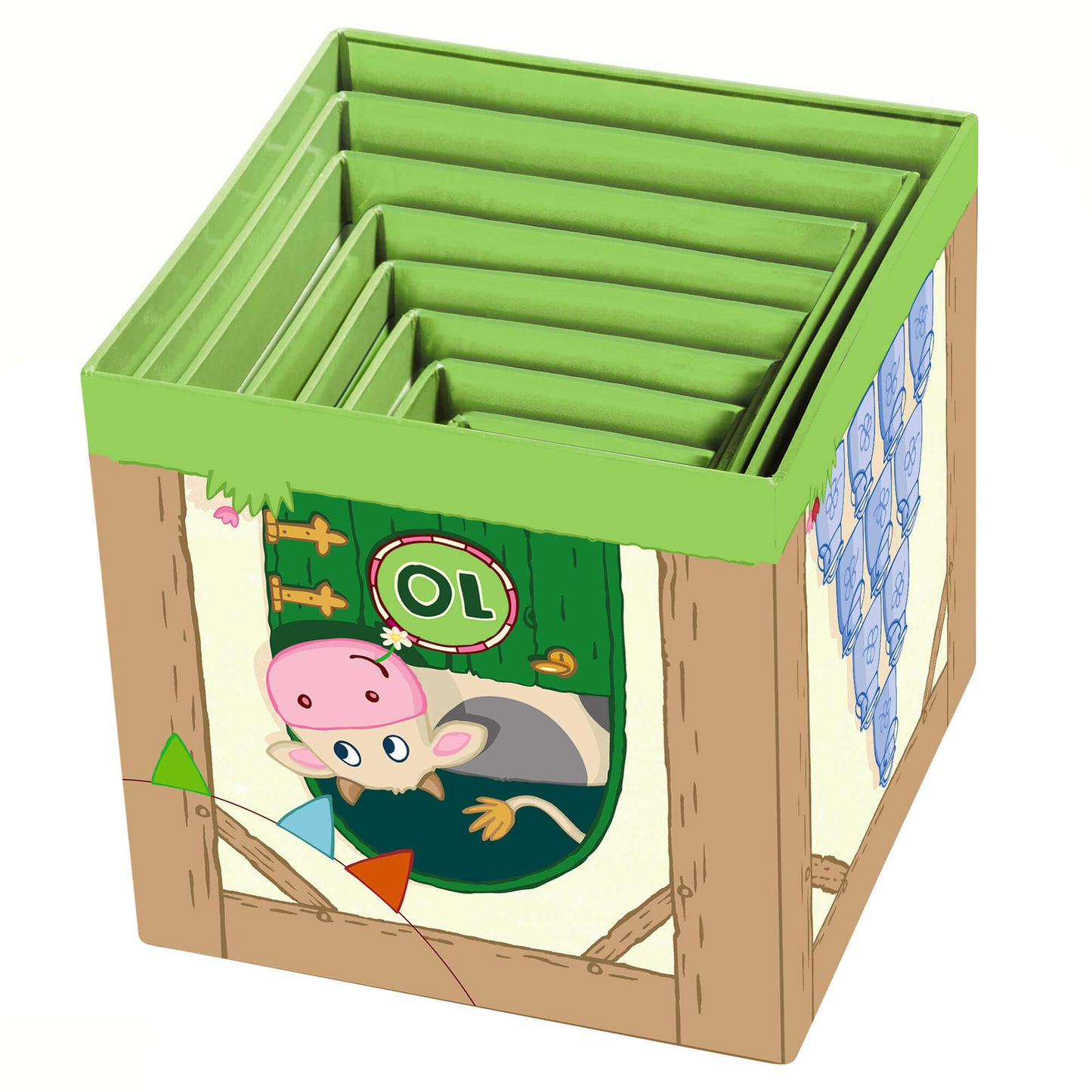 On the Farm Cardboard Stacking & Nesting Cubes - Educational Toy for Toddlers