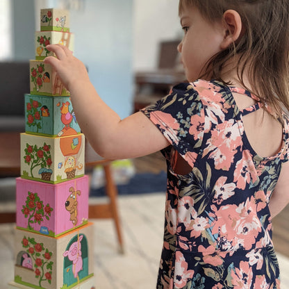 On the Farm Cardboard Stacking & Nesting Cubes - Educational Toy for Toddlers