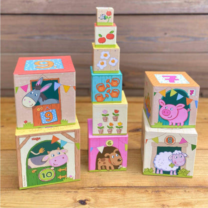 On the Farm Cardboard Stacking & Nesting Cubes - Educational Toy for Toddlers