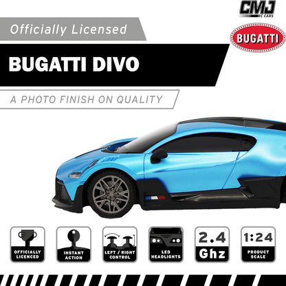 CMJ RC Cars Bugatti Divo Remote Control Vehicle - Blue - 1:24 Scale - 2.4GHz