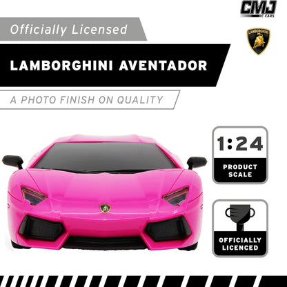 CMJ RC Cars Radio Control Lamborghini LP700-4 - Pink - 1:24 Scale with 2.4GHz and LED Headlights