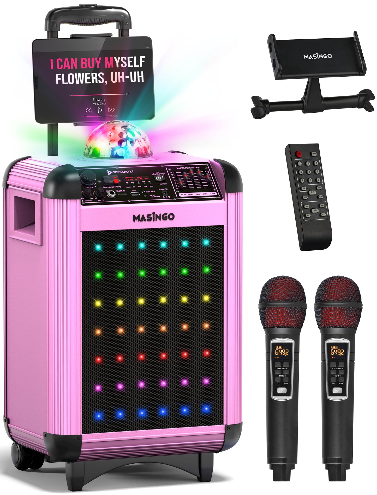 Masingo Soprano X1 Portable Karaoke Machine in Pink