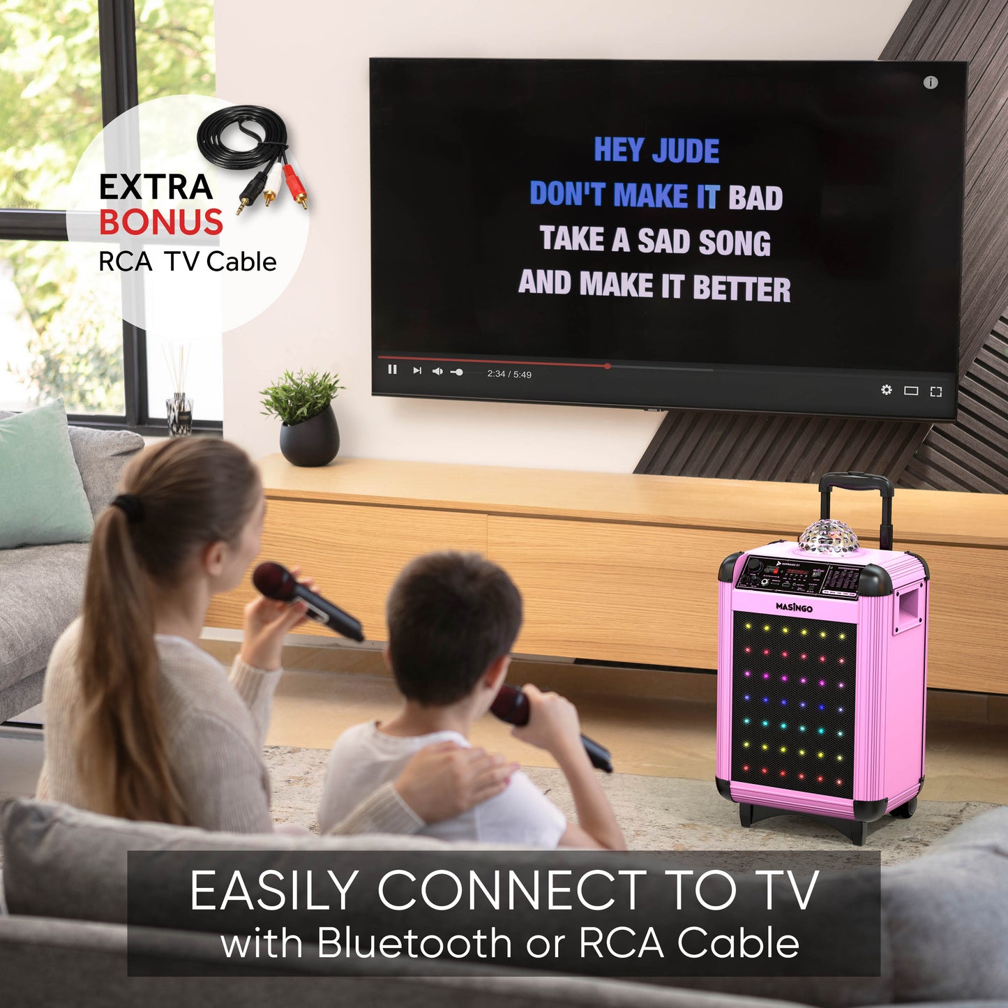 Masingo Soprano X1 Portable Karaoke Machine in Pink