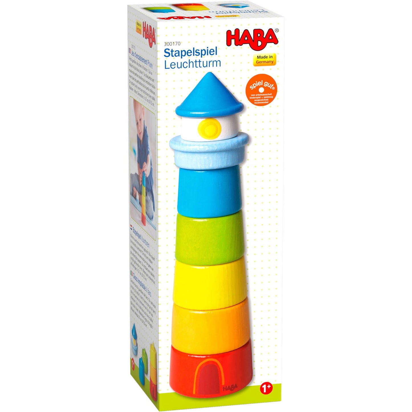 HABA Lighthouse Wooden Rainbow Stacker ‚Äì Colorful Learning Toy