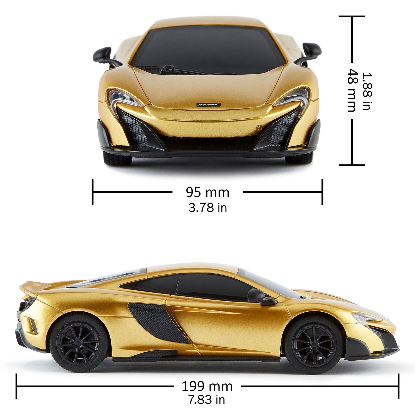 CMJ RC Cars: McLaren 675LT - Gold - 1:24 Scale, 2.4GHz, Remote Control Sports Car with LED Headlights