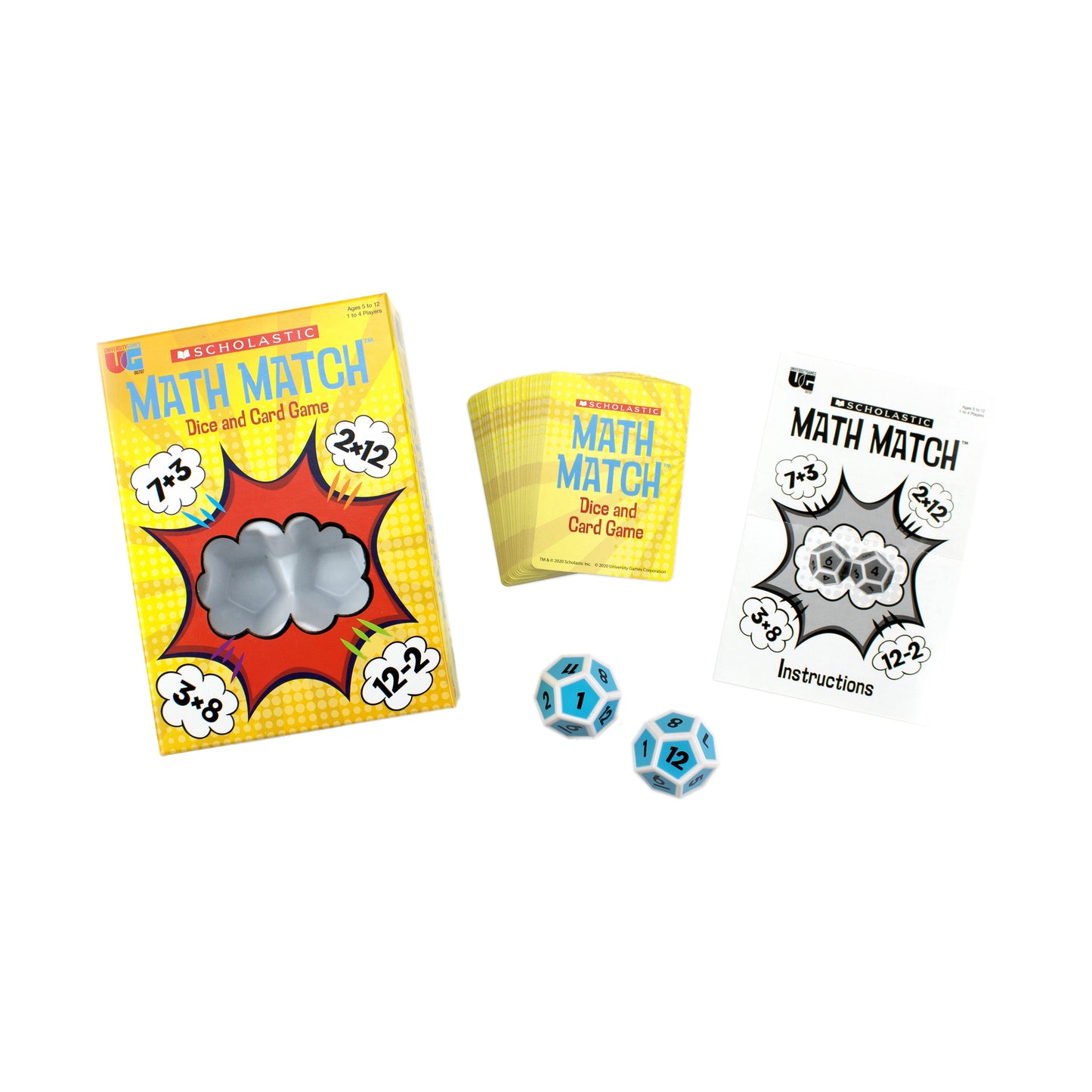 Scholastic Math Match Dice and Card Game - Educational Fun for Ages 6+