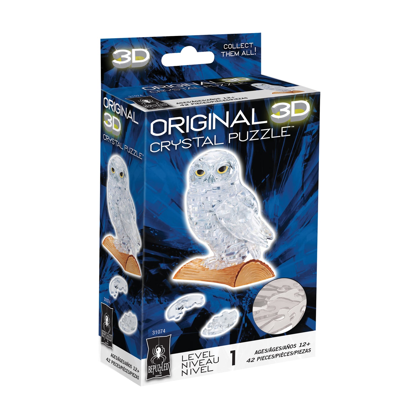 Mystical White Owl 3D Crystal Puzzle - 42 Piece Set