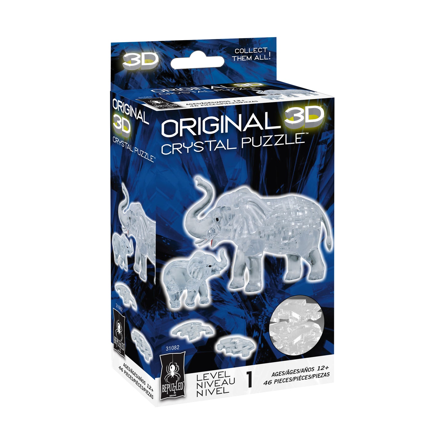 BePuzzled 3D Crystal Elephant and Baby Puzzle - 46 Pcs