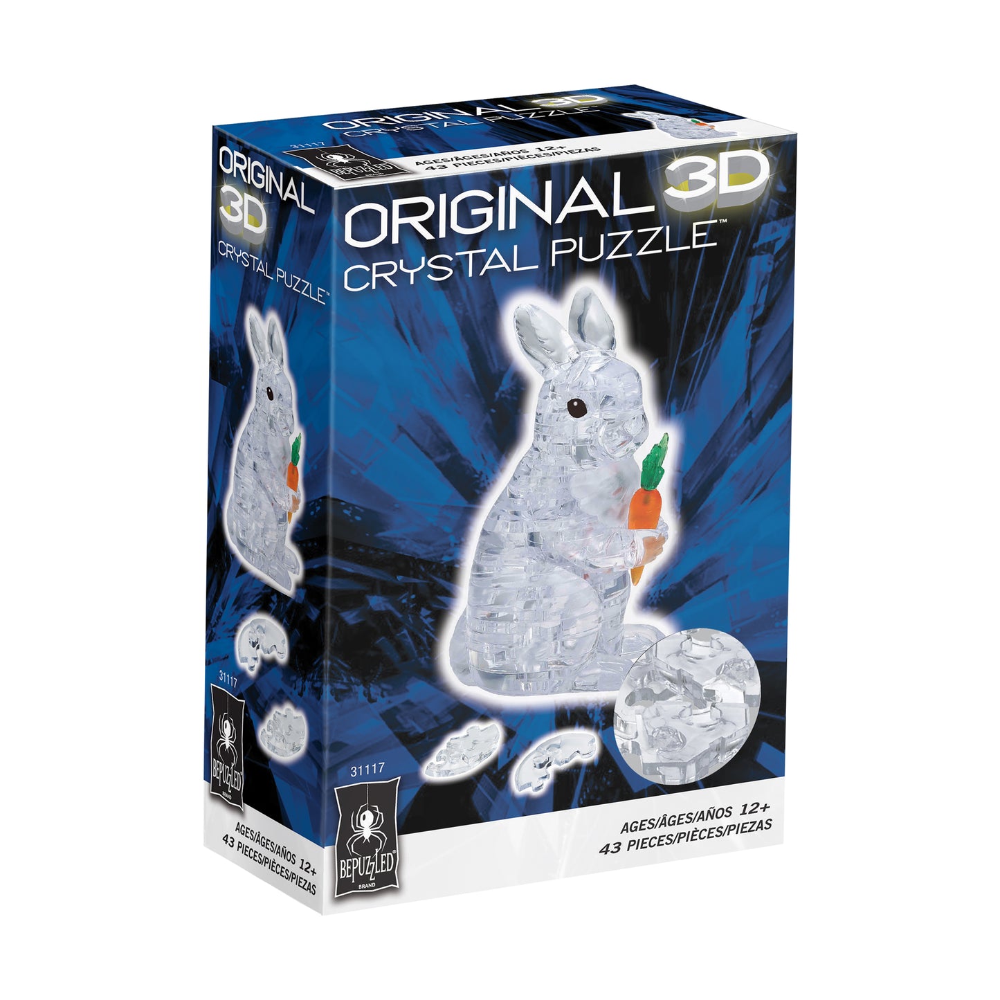 BePuzzled 3D Crystal Rabbit Puzzle - 43 Pieces (White)